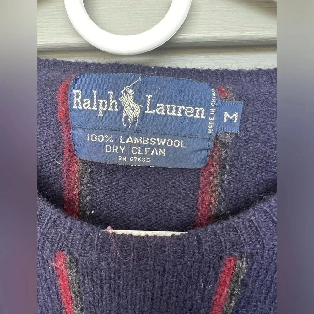 Vtg Polo Ralph Lauren LambsWool Sweater Mens Sz M - Picture 3 of 10